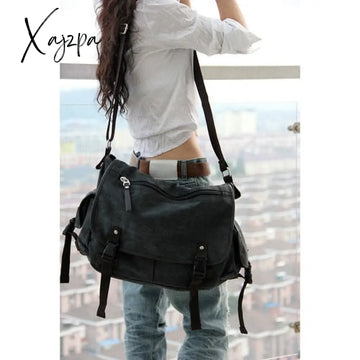 Xajzpa - Large Capacity Vintage Canvas Messenger Bags For Women Laptop Shoulder School Ladys Travel